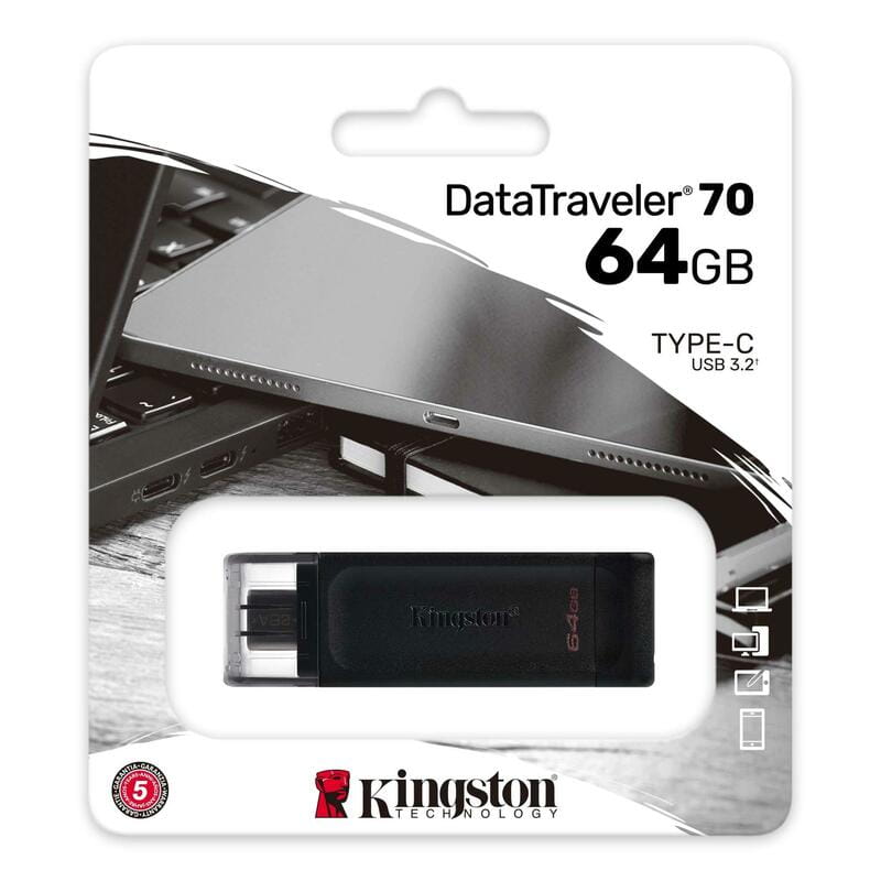 Флеш-накопитель USB3.2 256GB Type-C Kingston DataTraveler 70 Black (DT70/256GB)