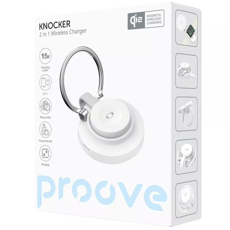 Беспроводное зарядное устройство Proove Knocker 2 in 1 Qi2 15W White (WSPK15012002)