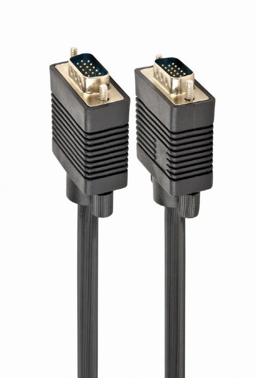 Кабель Cablexpert VGA - VGA (M/M), HD15, с 2-мя фер. кольцами, черный, 5 м (CC-PPVGA-5M-B) пакет