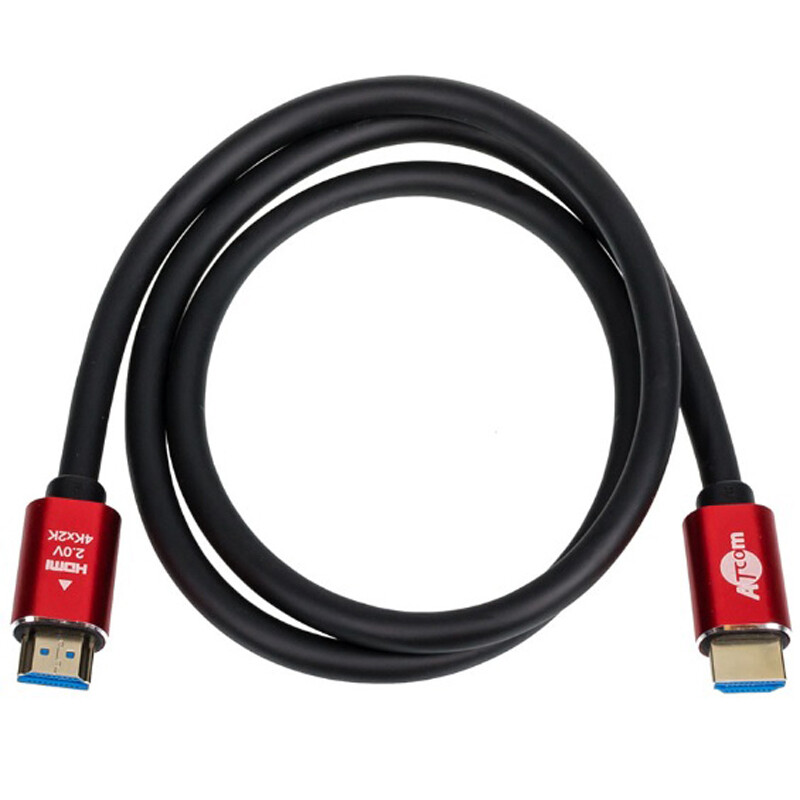 Кабель Atcom HDMI - HDMI V 2.0 (M/M), 4K, 2 м, черный/красный (24942) пакет