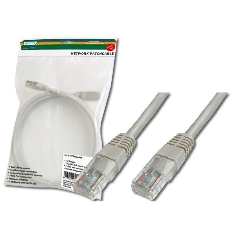 Патч-корд Digitus cat.5e, SF-UTP 15м, AWG 26/7, сірого кольору (DK-1531-150)