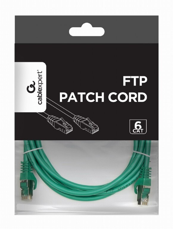 Патч-корд Cablexpert (PP6-3M/G) FTP, cat.6, літий, 50u "штекер із засувкою, 3 м, зелений