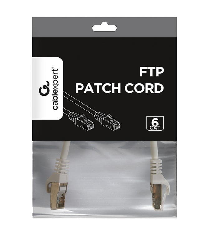 Патч-корд Cablexpert (PP6-0.25M/W) FTP, литой, 50u "штекер с защелкой, 0.25 м, белый