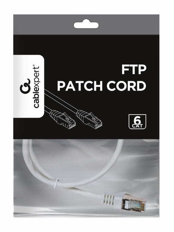 Патч-корд Cablexpert (PP6-0.5M/W) FTP, литой, 50u "штекер с защелкой, 0.5 м, белый