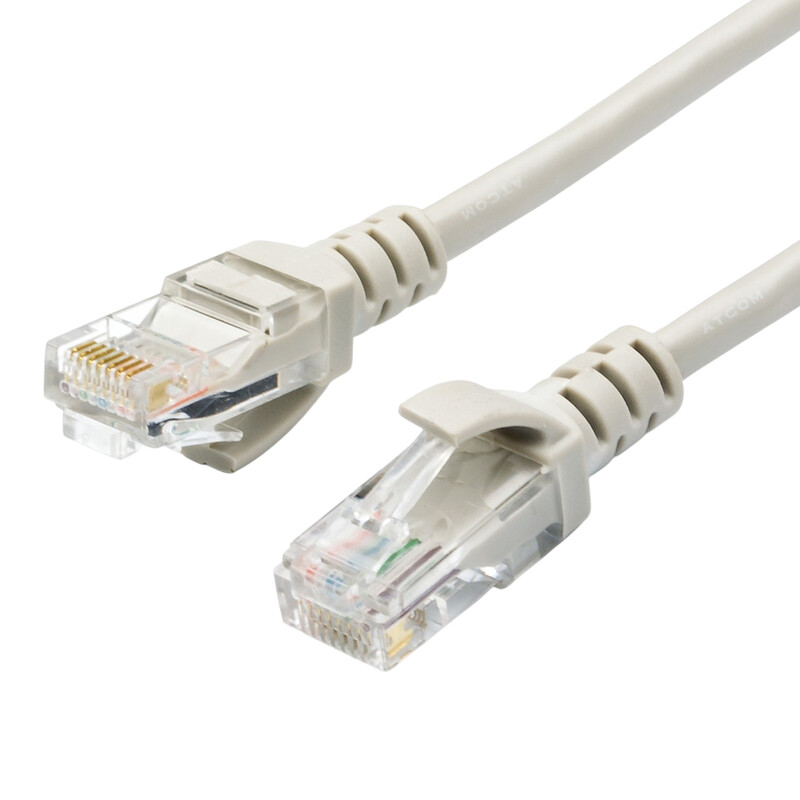 Патч-корд литой Atcom UTP, RJ45, Cat.5e, 10m, серый