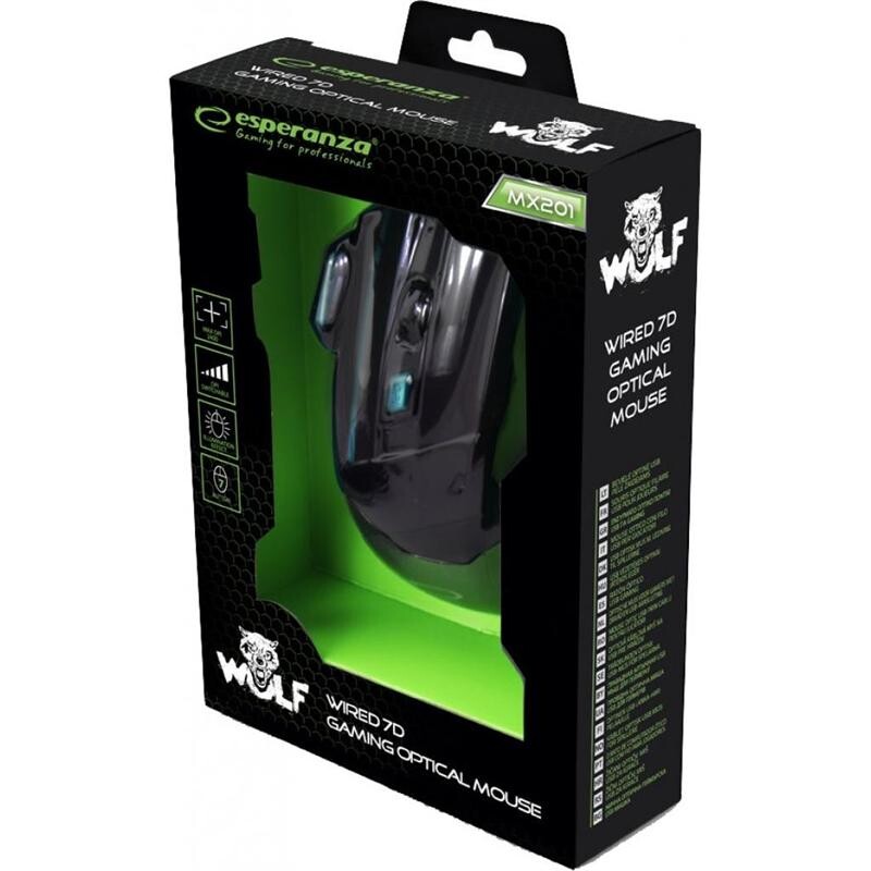 Мишка Esperanza EGM201B Wolf Black/Blue USB