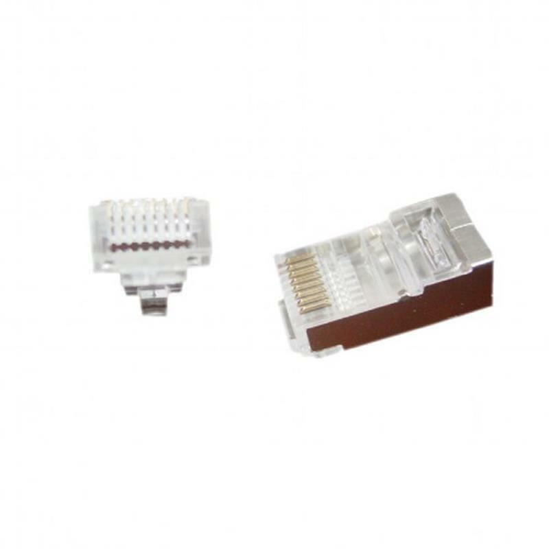 Коннектор RJ 45 Cablexpert (LC-PTF-01/10) экранированный, с золоченными контактами, со сквозными отверстиями (10 шт/уп)
