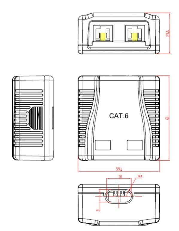 Розетка Cablexpert (NCAC-2U6-01) 2хRJ-45, Cat6, внешняя, белый