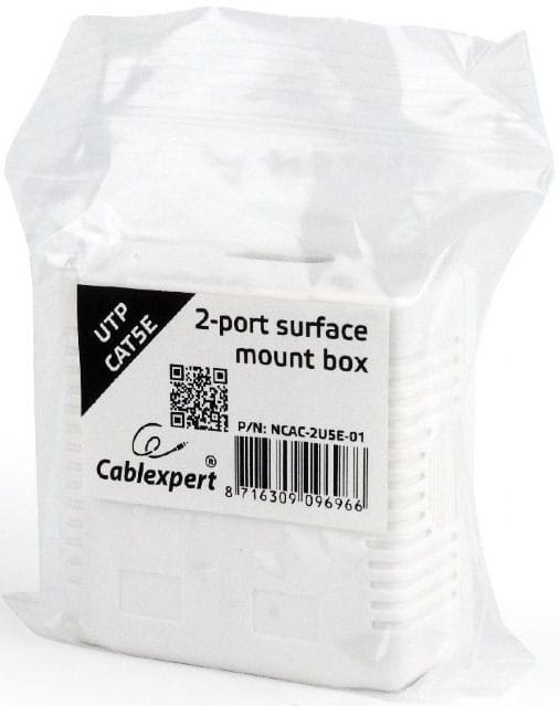 Розетка Cablexpert (NCAC-2U5E-01) 2хRJ-45, Cat5Е, зовнішня, біла