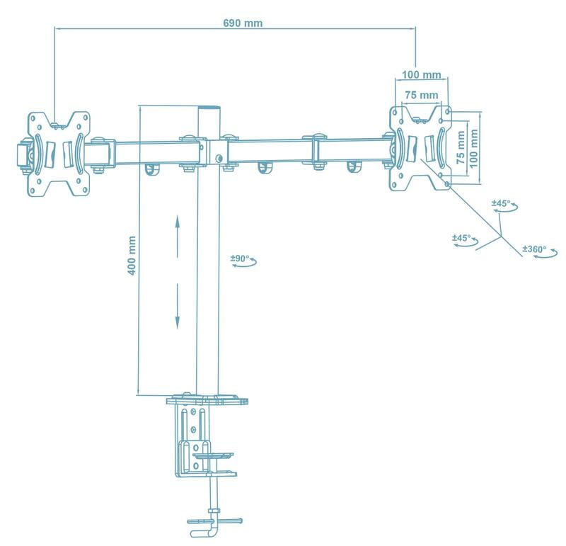 Кронштейн Walfix DM-400B (для 2-х мониторов)