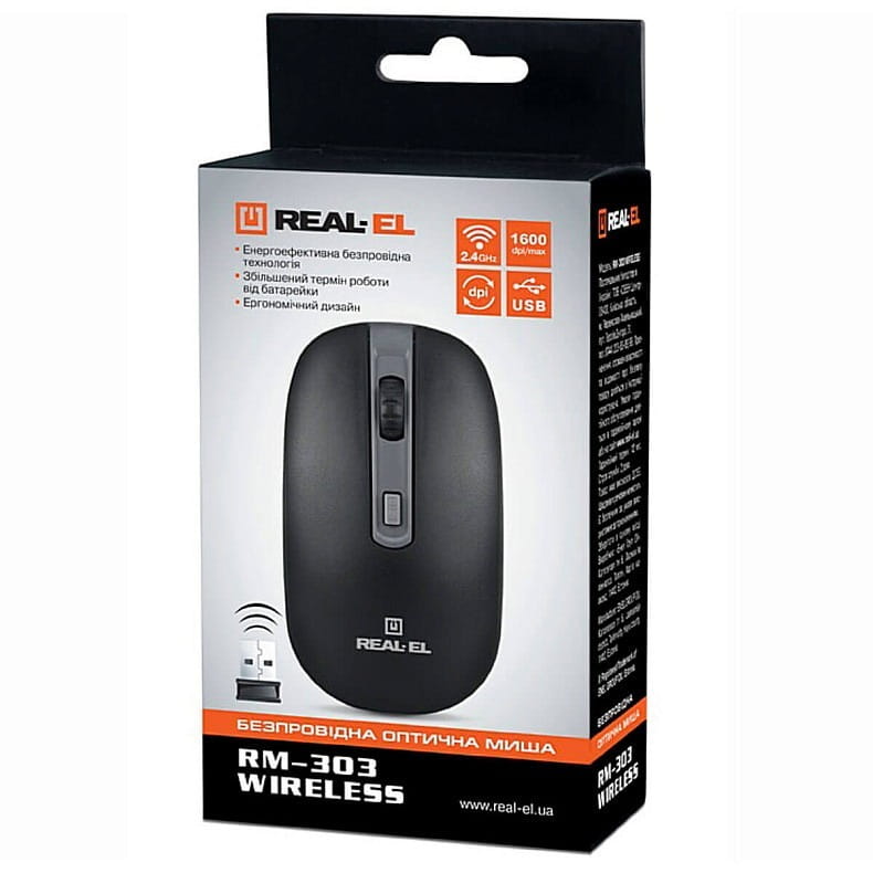 Миша бездротова REAL-EL RM-303 Black/Grey