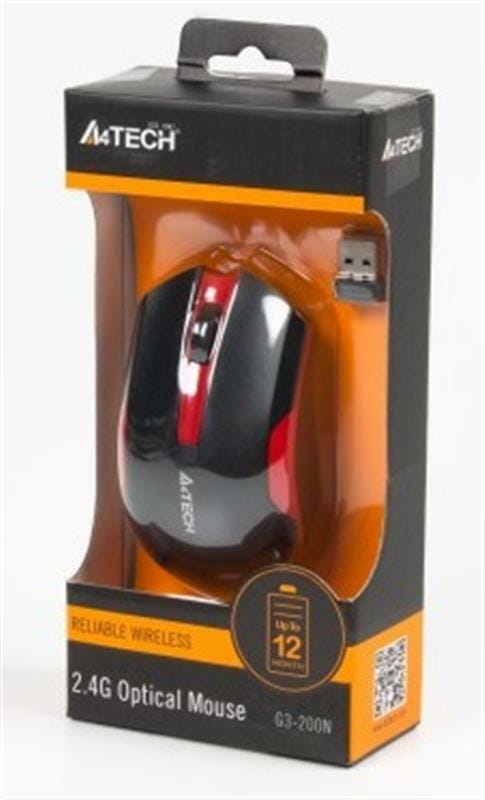 Мышь беспроводная A4Tech G3-200N Black/Red