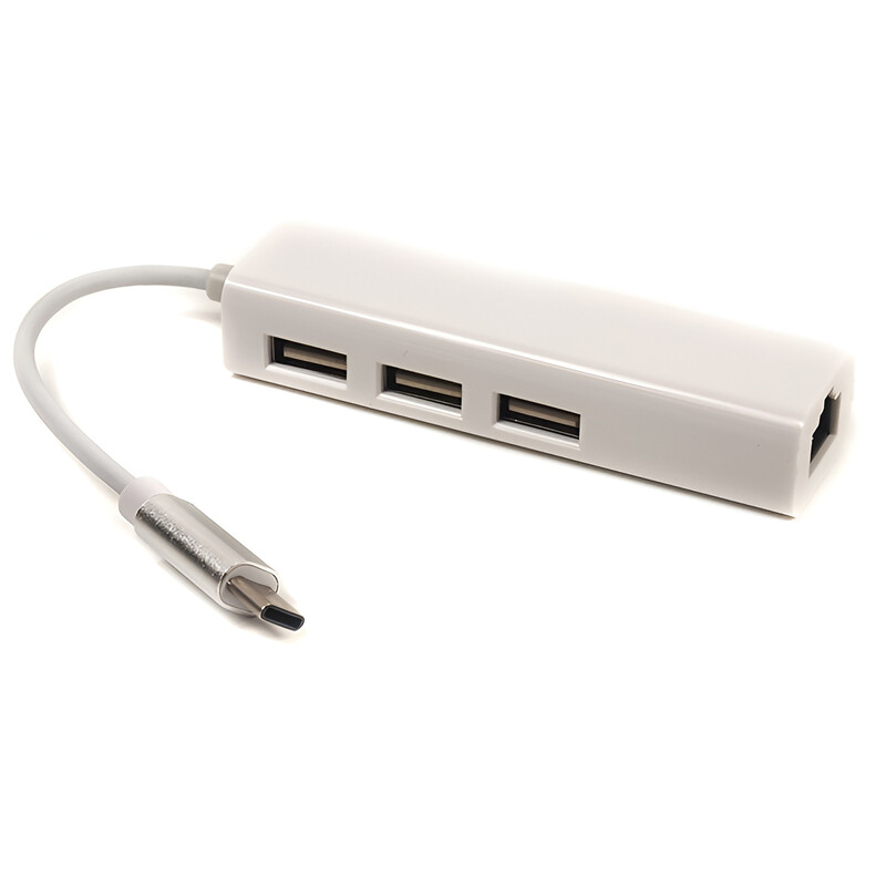 Концентратор USB3.1 PowerPlant CA910397 White 3хUSB2.0+Ethernet