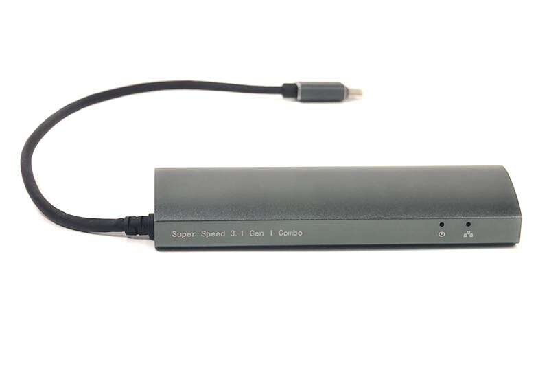 Концентратор USB3.0 PowerPlant CA910557 Grey 2хUSB3.0, 1хUSB-C+Gigabit LAN