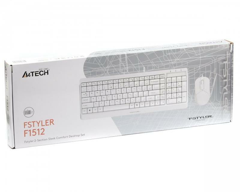 Комплект (клавиатура, мышь) A4Tech F1512 White