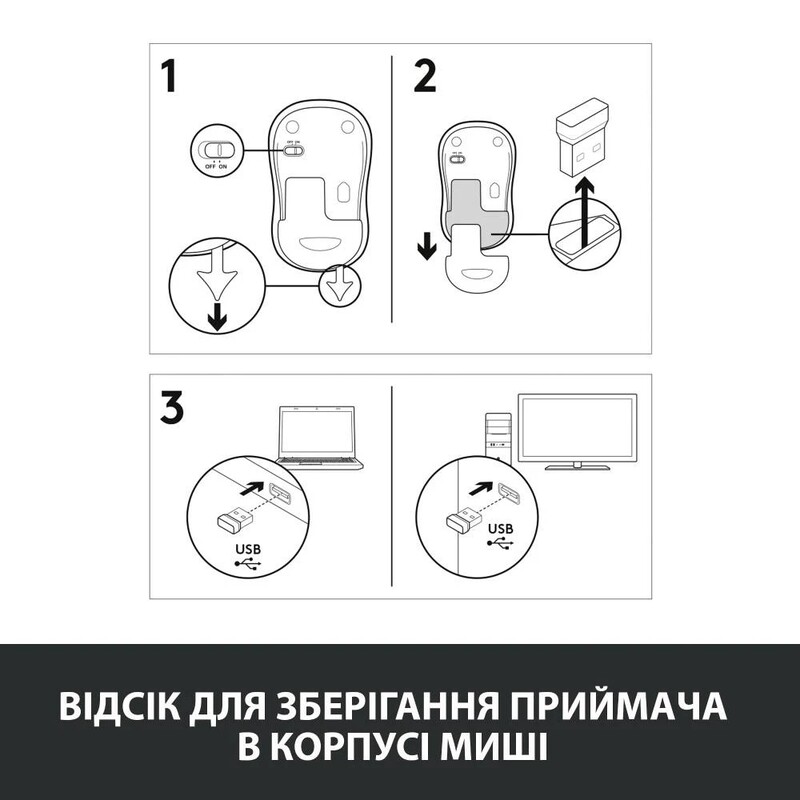 Мышь беспроводная Logitech M185 Grey (910-002238)
