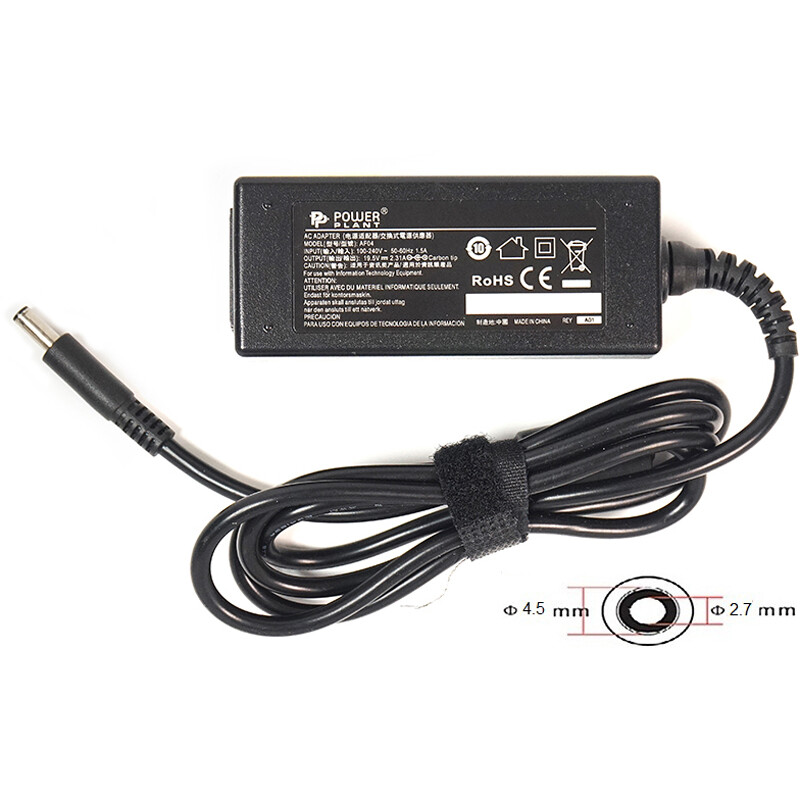 Блок живлення PowerPlant для ноутбука Dell 220V, 19.5V 45W 2.31A, 4.5х2.7мм (DE45G4527)