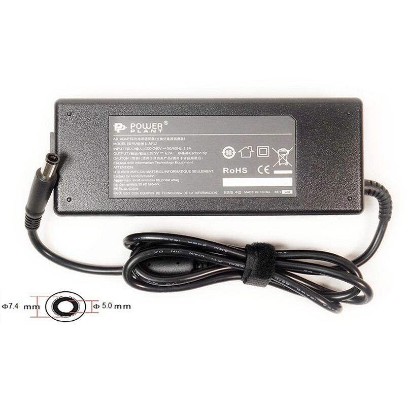Блок живлення PowerPlant для ноутбука Dell 220V, 19.5V 130W 6.7A, 7.4х5.0мм (DL130G7450)
