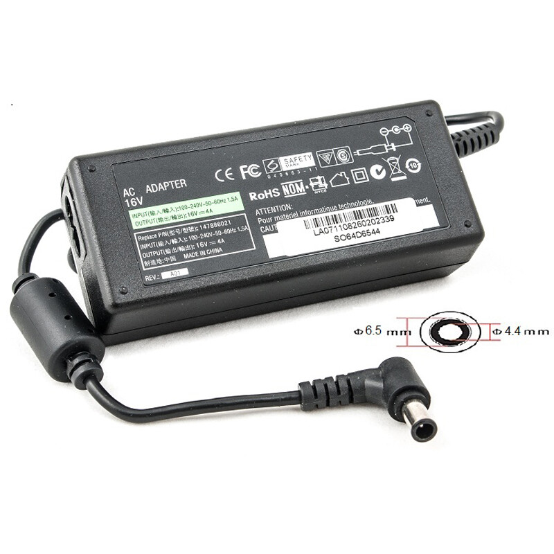 Блок живлення PowerPlant для ноутбука Sony 220V, 16V 64W 4A, 6.5х4.4мм (SO64D6544)