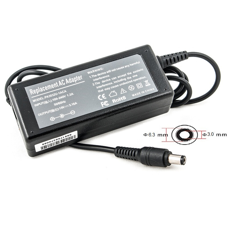 Блок живлення PowerPlant для ноутбука Toshiba 220V, 19V 60W 3.16A, 6.3х3.0мм (TO60F6330)