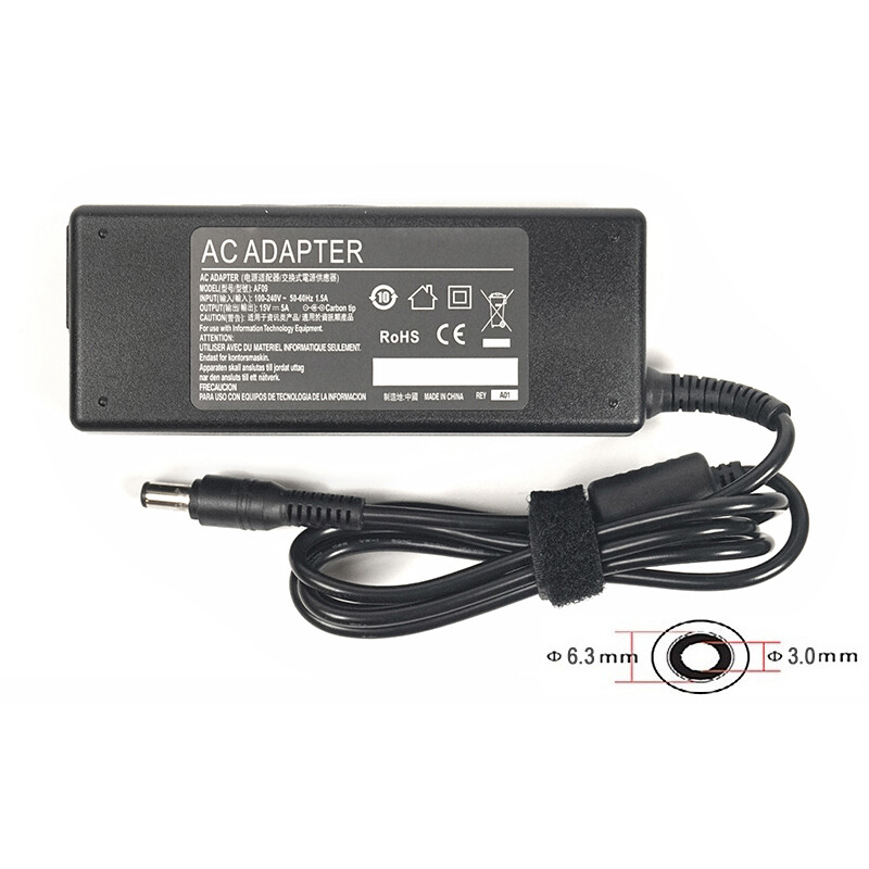 Блок питания PowerPlant для ноутбука Toshiba 220V, 15V 75W 5A, 6.3х3.0мм (TO75C6330)