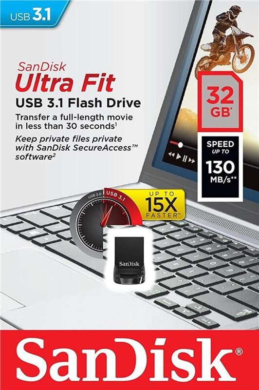 Флеш-накопичувач USB3.1 32GB SanDisk Ultra Fit Black (SDCZ430-032G-G46)
