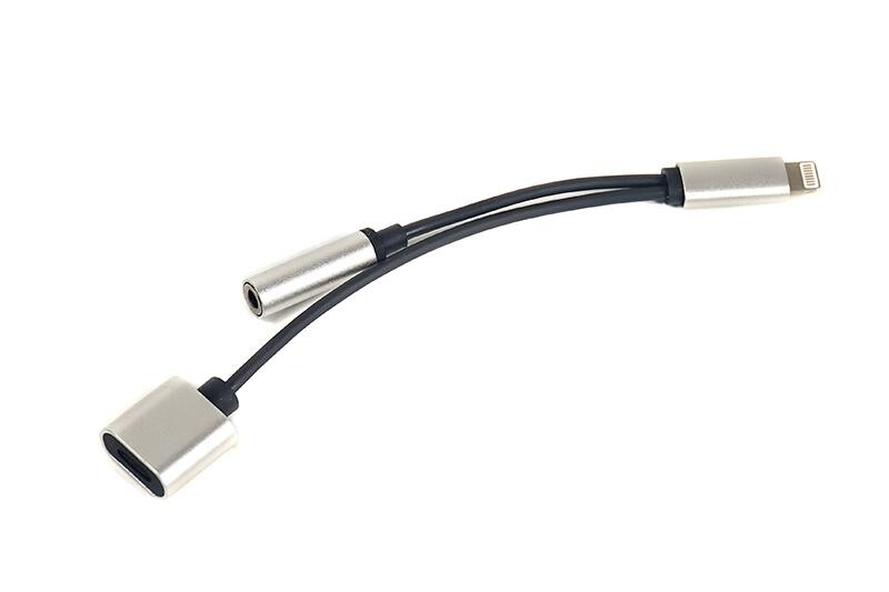 Адаптер PowerPlant Lightning-Audio 3.5 мм-Lightning, 0.1м Silver (CA910410)