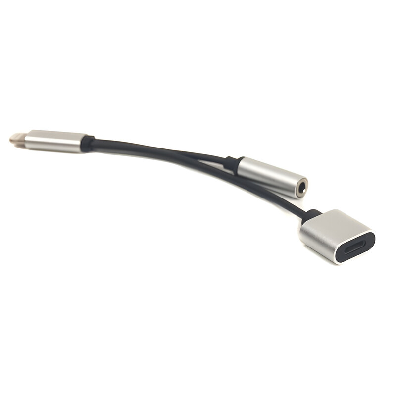 Адаптер PowerPlant Lightning-Audio 3.5 мм-Lightning, 0.1м Silver (CA910410)