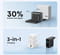 Фото - Мережевий зарядний пристрій Anker GaN Charger 100W, 2xUSB-C, 1xUSB-A, Display Dark Gray (B121BGZ1) + кабель USB Type-C | click.ua