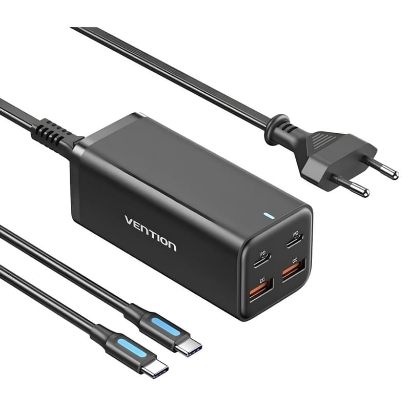 Сетевое зарядное устройство Vention 4-Port USB GaN Charger 2x100W/2x18W Black (FBSBG-EU)