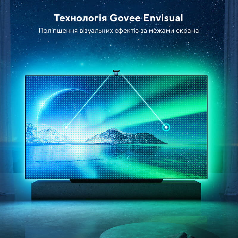 Світлодіодна стрічка розумна Govee H605C Envisual TV Backlight T2 with Dual Cameras 55-65` RGBIC, 3.6 м, Black (H605C311)
