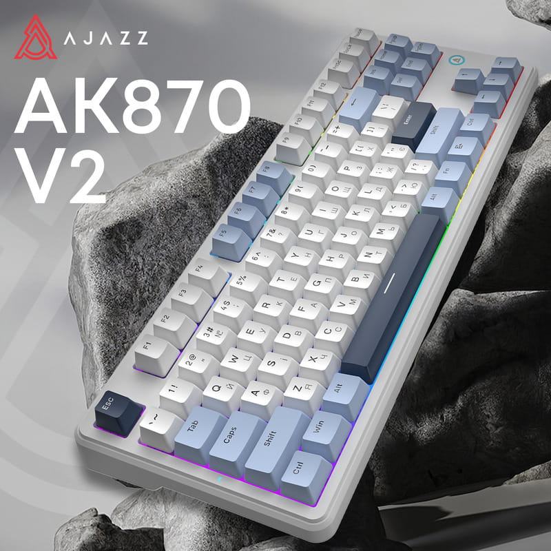 Клавиатура Ajazz AK870 V2 Flying Fish Switch White USB-C (AK870-V2-FF-BWB)