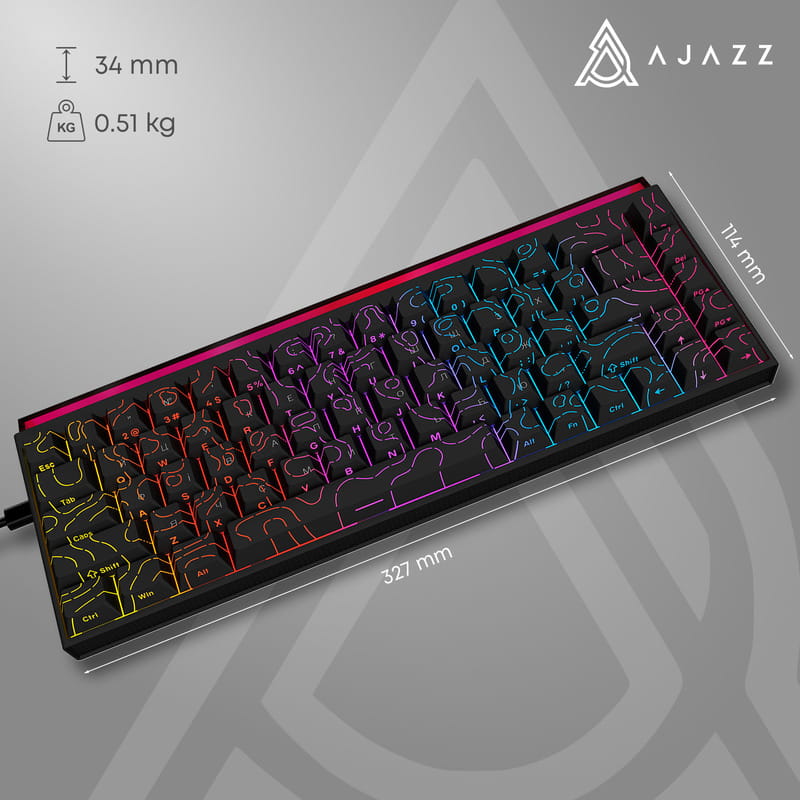 Клавіатура Ajazz NK68 Red Switch Black USB-C (NK68-R-S-B)