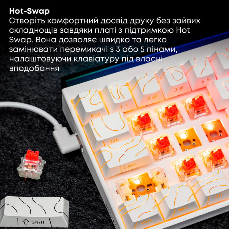 Клавиатура Ajazz NK68 Red Switch White USB-C (NK68-R-S-W)