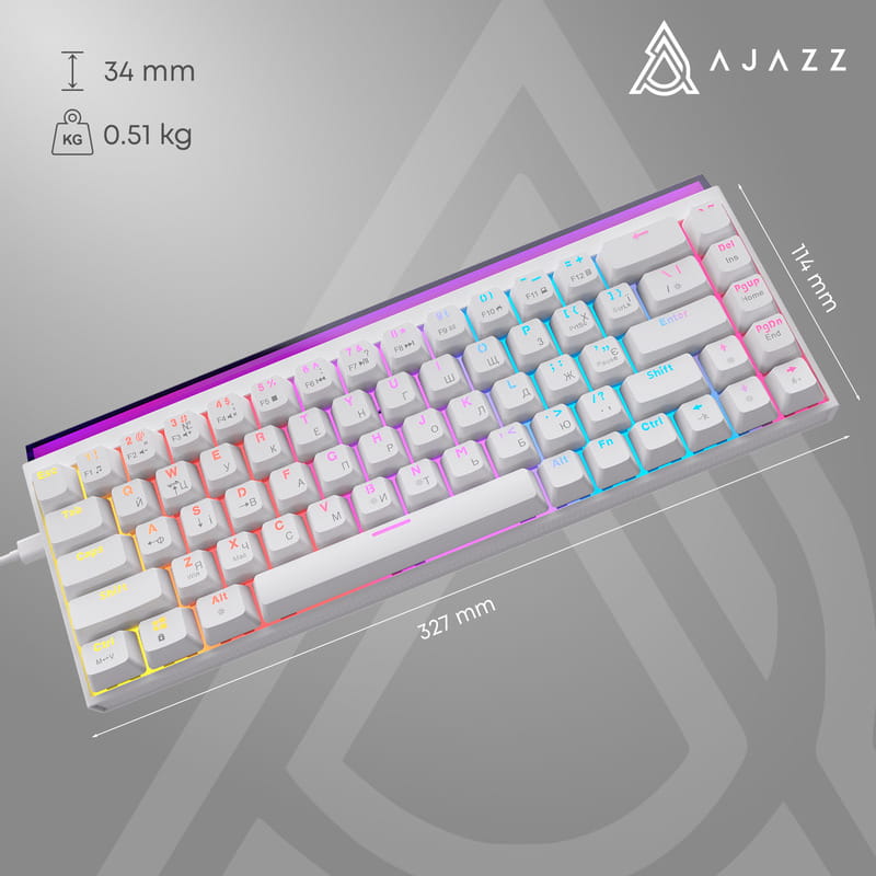 Клавіатура Ajazz NK68 Red Switch White USB-C (NK68-R-W)