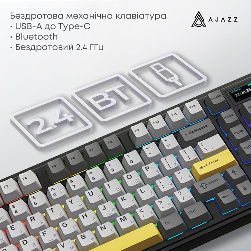 Клавіатура бездротова Ajazz AK980 V2 Gift Switch V2 Black (AK980-V2-G-BGY)
