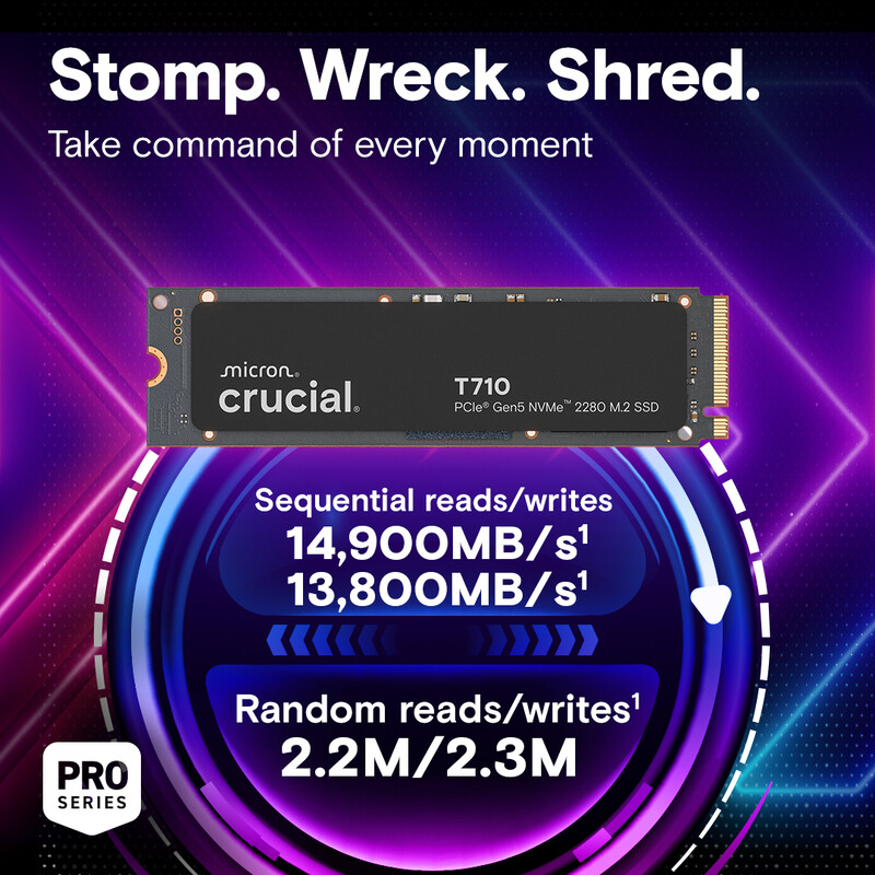 Накопитель SSD 1TB Crucial T710 M.2 2280 NVMe PCIe 5.0 x4 3D NAND (CT1000T710SSD8)
