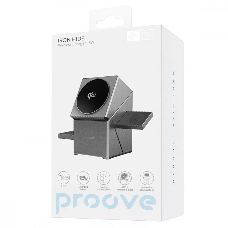 Беспроводное зарядное устройство Proove Iron Hide 3in1 15W Gray (WSIH15000003)