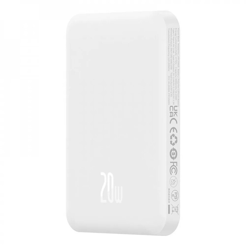 Універсальна мобільна батарея Baseus Magnetic Mini 5000mAh, 20W White (P10022107223-00)