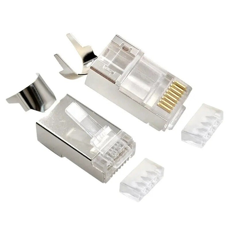Коннектор RJ 45 Cablexpert (LC-PTF7-01/50) 8P8C, Cat.7, FTP, з наскрізними отворами, позолочені контакти (50 шт/уп)