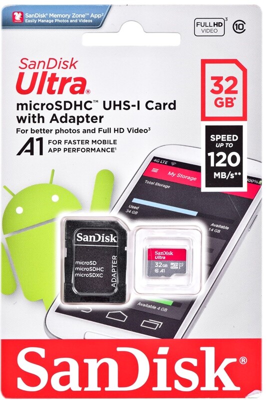 Карта пам`ятi MicroSDHC 32GB UHS-I Class 10 R120/W120MB/s SanDisk Ultra V10 U1 + SD Adapter (SDSQUA4-032G-GN6MA)