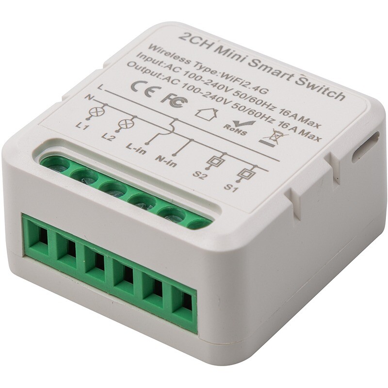 Розумний 2-канальний перемикач Wi-Fi Tuya (HS084028)