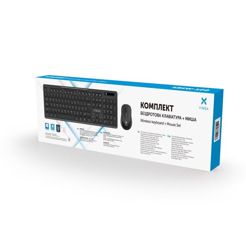 Комплект (клавіатура, мишка) бездротовий Vinga KBSW-100 Black