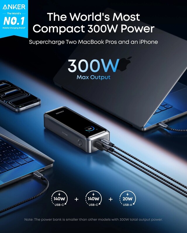 Універсальна мобільна батарея Anker Prime 26000mAh 300W Black (A110AH11)