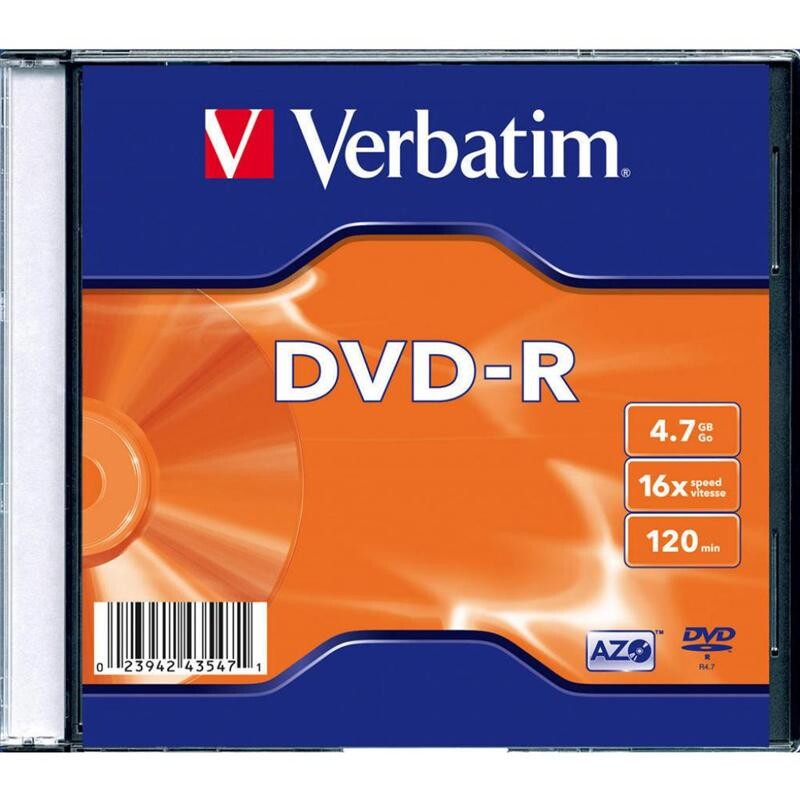 DVD-R Verbatim (43547) 4.7GB 16x Slim, 1шт