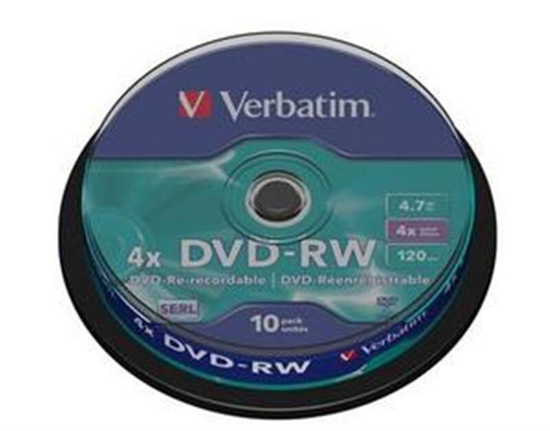 Диски DVD-RW Verbatim (43552) 4.7 GB/120 min 4x (10 pcs Cake Box)