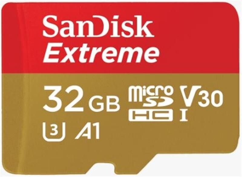 Карта пам`ятi MicroSDHC 32GB UHS-I/U3 Class 10 SanDisk Extreme A1 R100/W60MB/s + SD-adapter (SDSQXAF-032G-GN6AA)