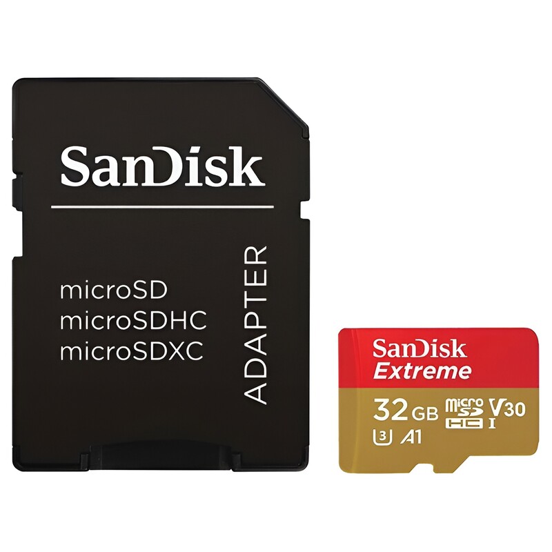 Карта пам`ятi MicroSDHC 32GB UHS-I/U3 Class 10 SanDisk Extreme A1 R100/W60MB/s + SD-adapter (SDSQXAF-032G-GN6AA)