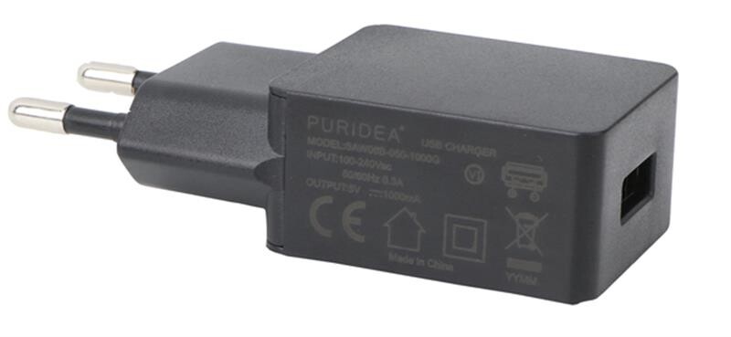 Мережевий зарядний пристрій Puridea C02 (1USBх1A) Black