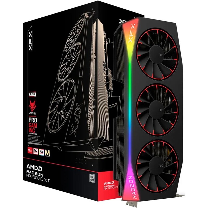 Видеокарта AMD Radeon RX 9070 XT 16GB GDDR6 Mercury OC Magnetic Air Edition With RGB XFX (RX-97TMARGB9)